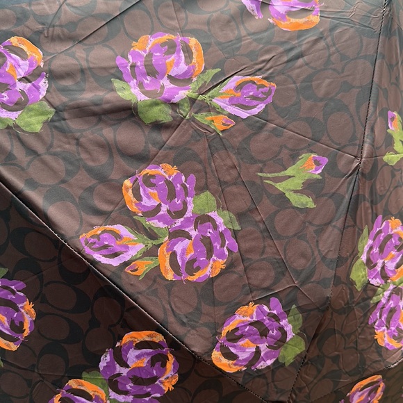 BIG SALE NOW NEW Purple Rose Print Coach Mini Umbrella In Signature - Picture 10 of 13